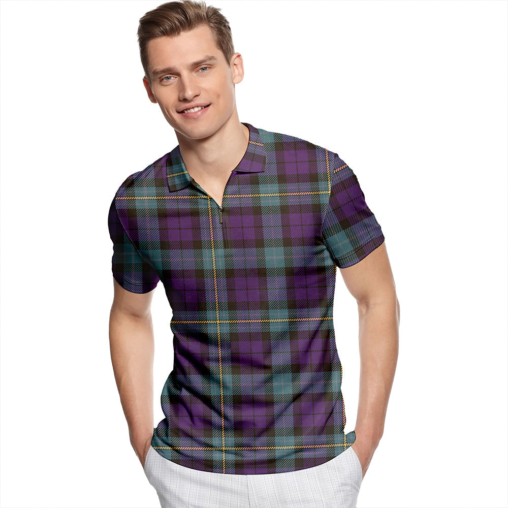 Paterson #2 Weathered Tartan Classic Lapel Zip Short Sleeve Polo