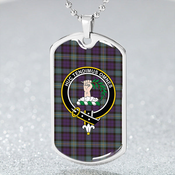 Paterson #2 Weathered Clan Badge Classic Tartan Dog Tag Necklace