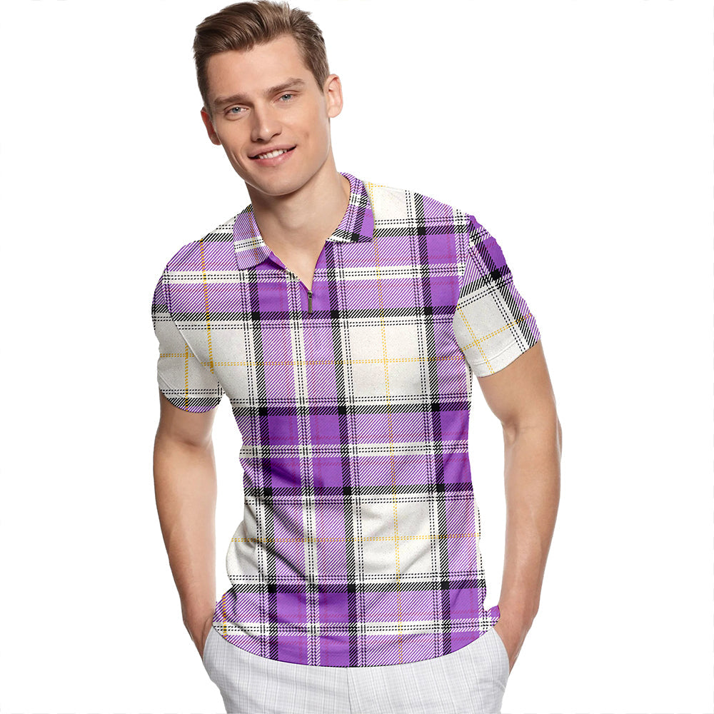 Payne Dress Ancient Tartan Classic Lapel Zip Short Sleeve Polo