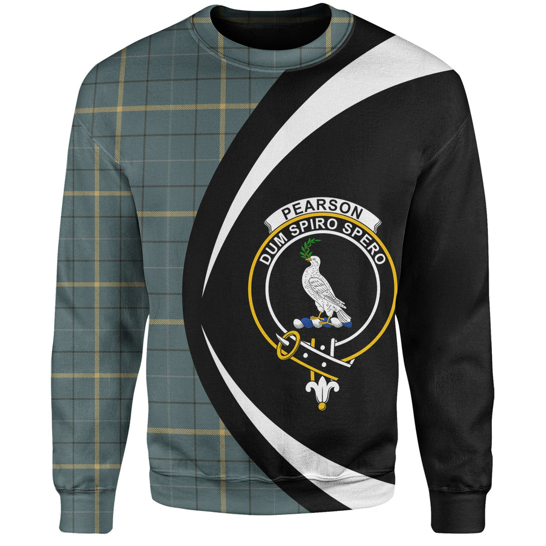 Pearson Weathered Clan Badge Tartan Sweatshirt Circle Style Personalized