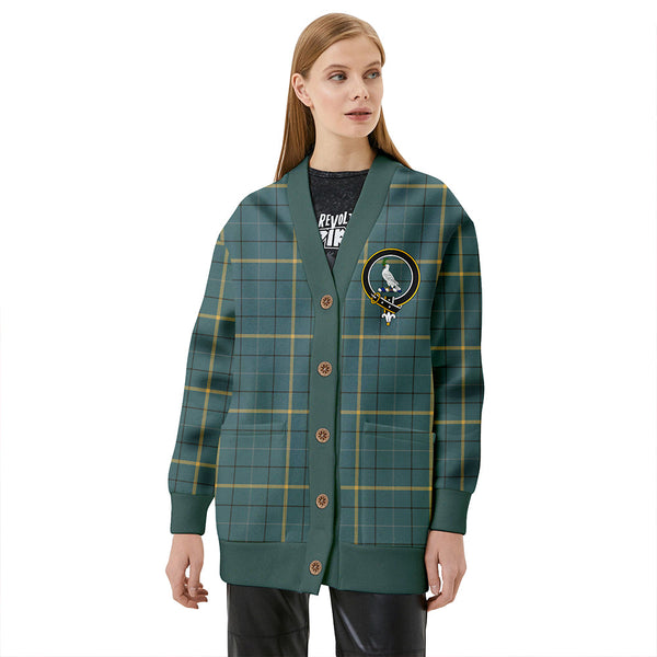 Pearson Weathered Clan Badge Tartan V-neck Cardigan