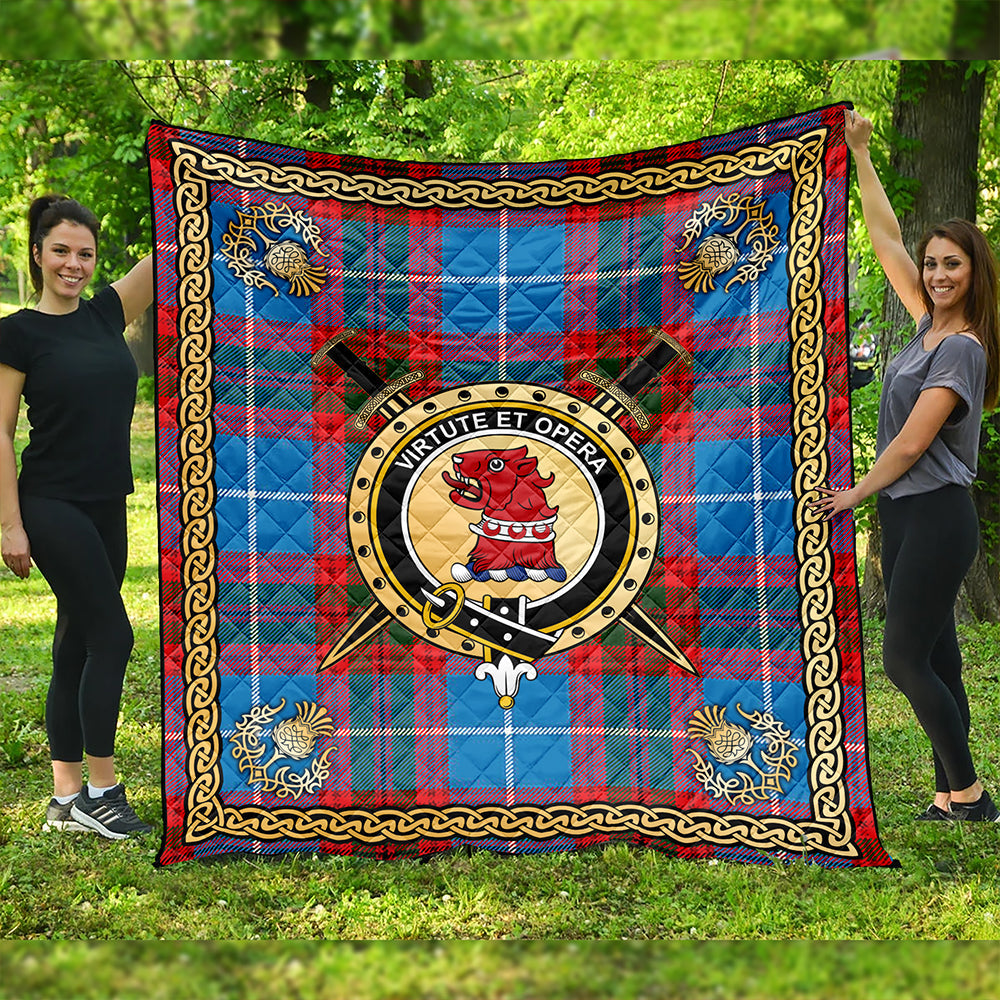 Pentland Clan Badge Tartan Premium Quilt Celtic Shield