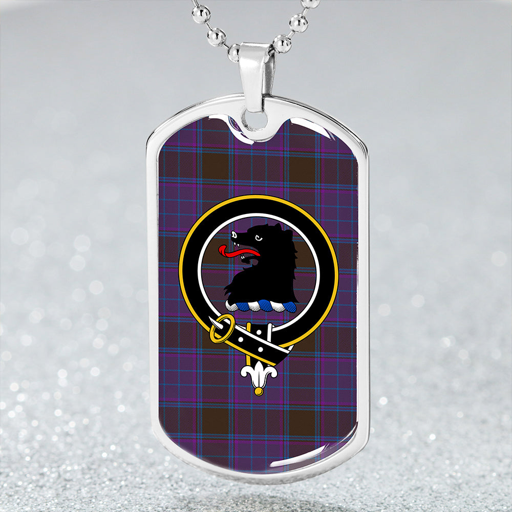 Phillips Modern Clan Badge Classic Tartan Dog Tag Necklace