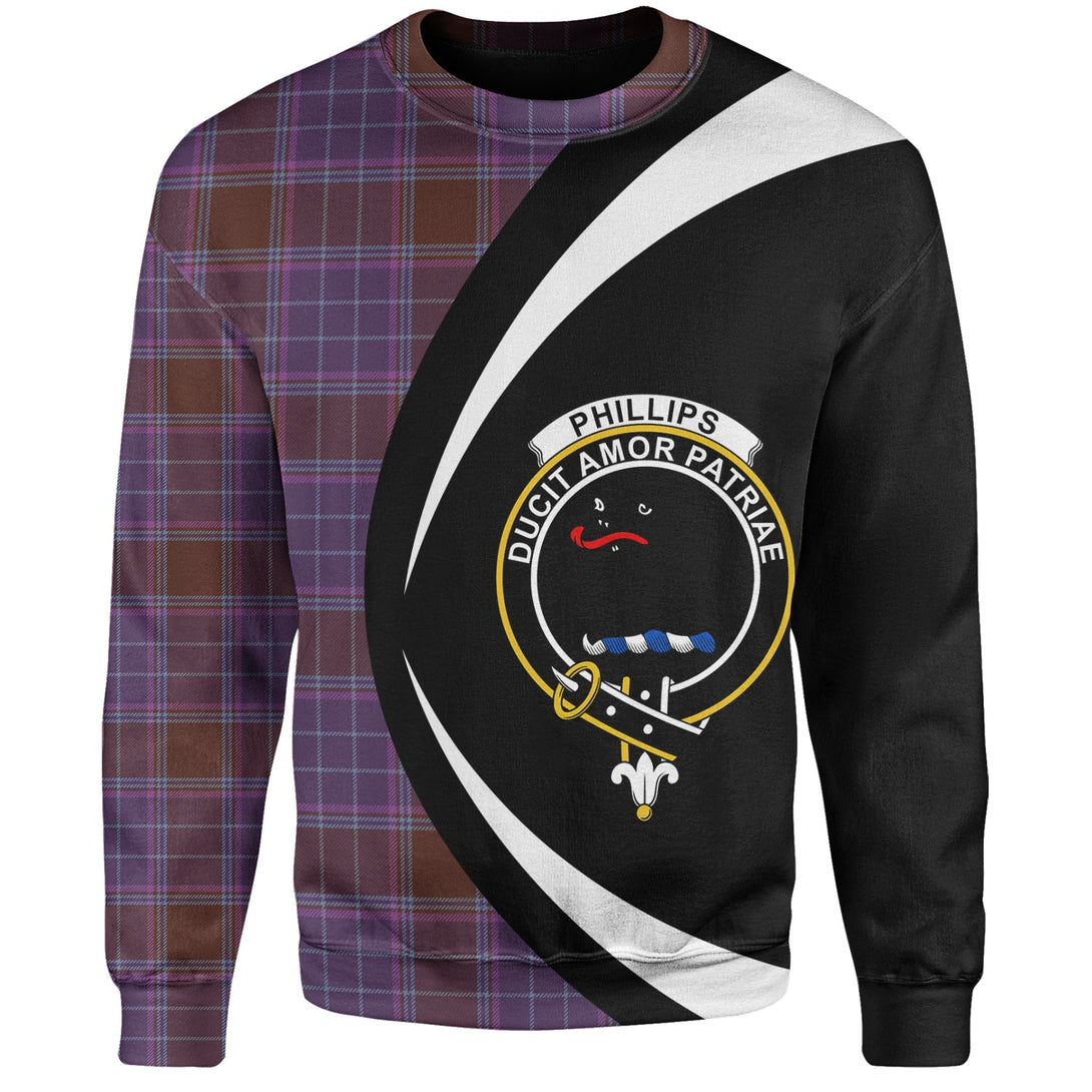 Phillips Weathered Clan Badge Tartan Sweatshirt Circle Style Personalized