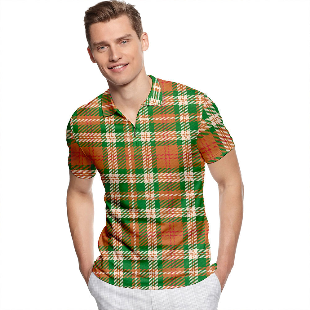 Pierce Ancient Tartan Classic Lapel Zip Short Sleeve Polo