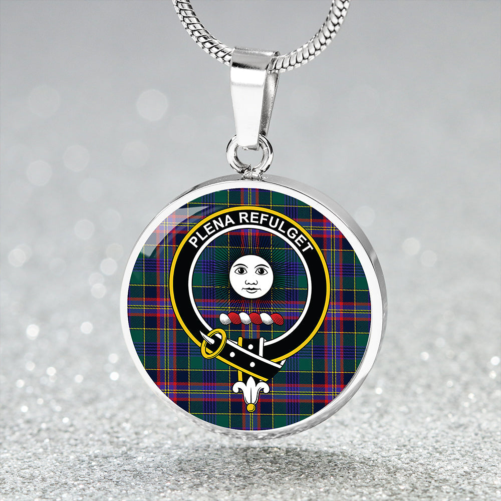 Pitcairn Hunting Modern Clan Badge Tartan Classic Circle Necklace