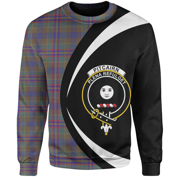 Pitcairn Hunting Weathered Clan Badge Tartan Sweatshirt Circle Style Personalized