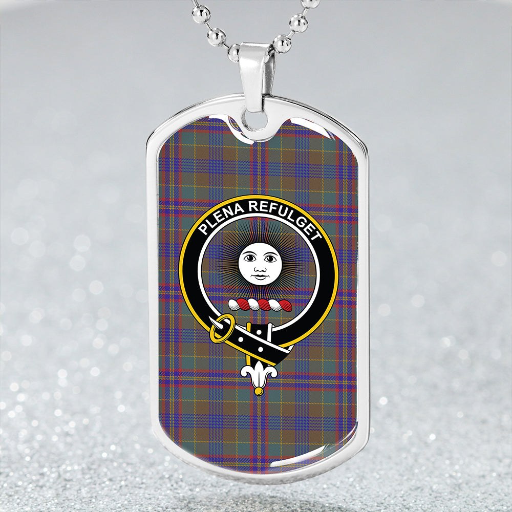 Pitcairn Hunting Weathered Clan Badge Classic Tartan Dog Tag Necklace