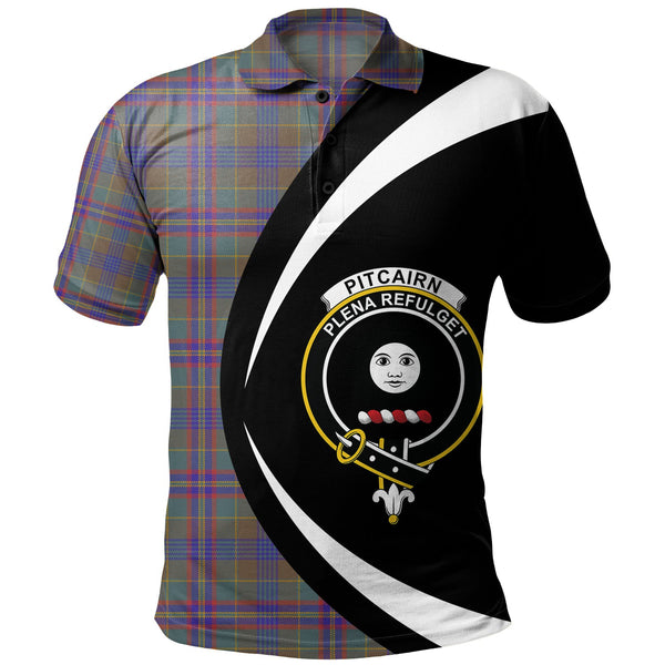 Pitcairn Hunting Weathered Clan Badge Tartan Polo Shirt Circle Style Personalized