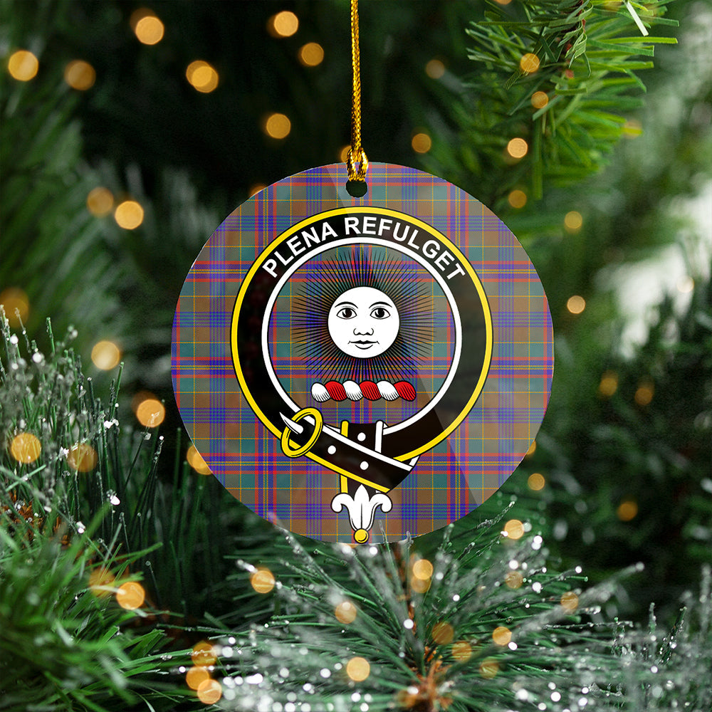 Pitcairn Hunting Weathered Clan Badge Tartan Plastic Christmas Ornaments