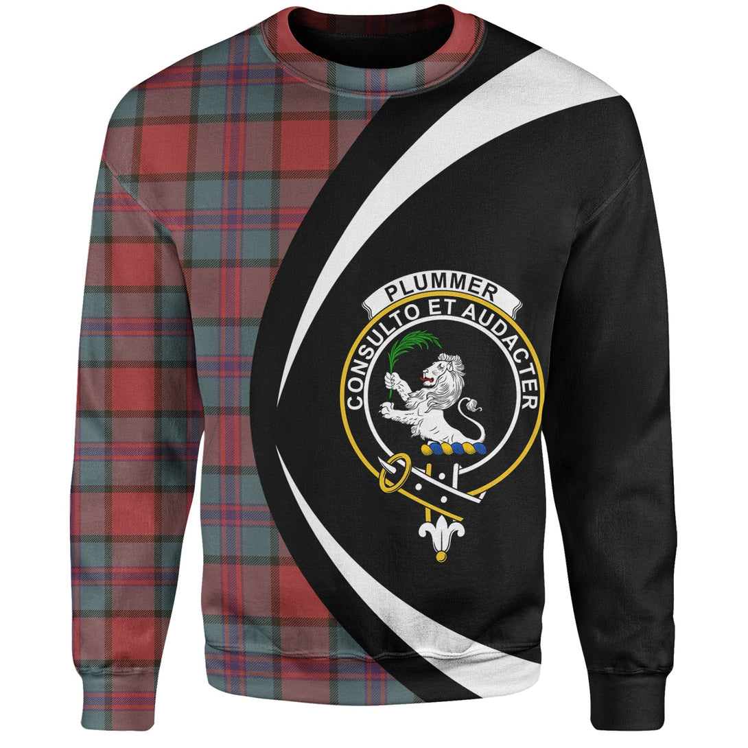 Plummer Weathered Clan Badge Tartan Sweatshirt Circle Style Personalized