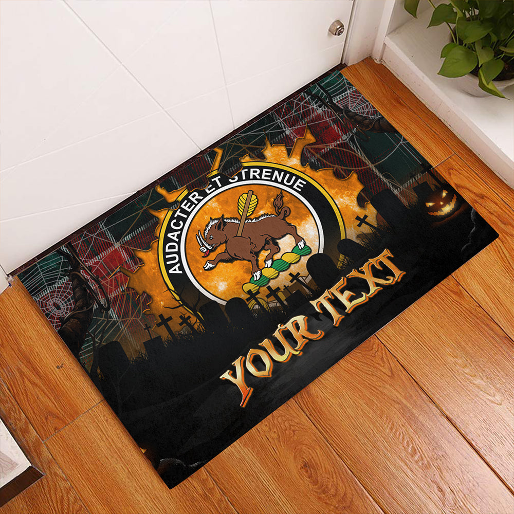 Pollock Modern Clan Badge Tartan Personalize Doormat Happy Halloween Style