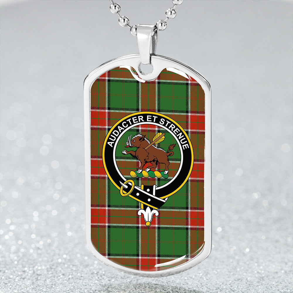 Pollock Ancient Clan Badge Classic Tartan Dog Tag Necklace