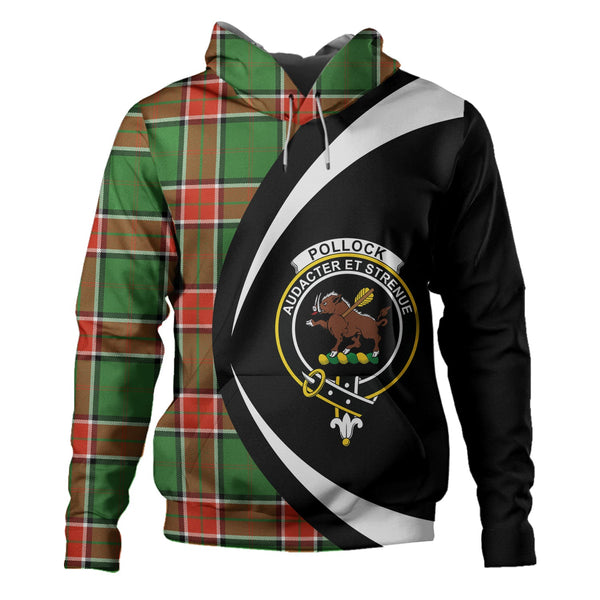 Pollock Ancient Clan Badge Tartan Hoodie Circle Style