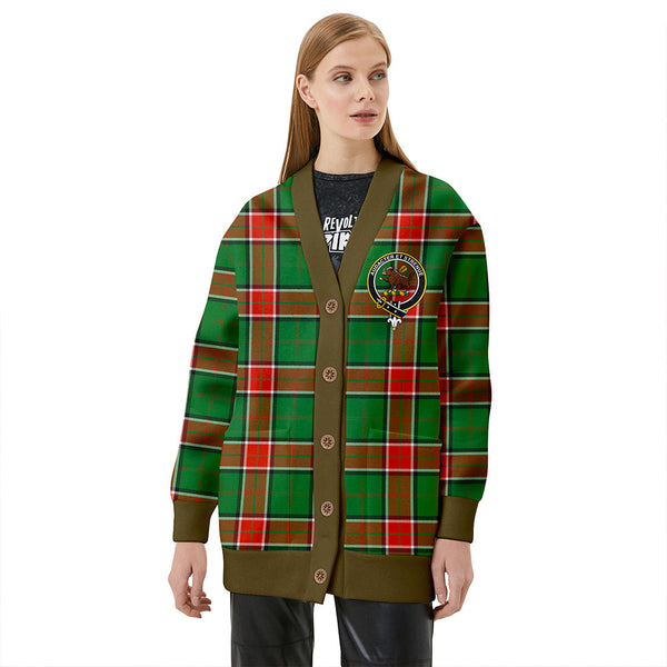 Pollock Ancient Clan Badge Tartan V-neck Cardigan