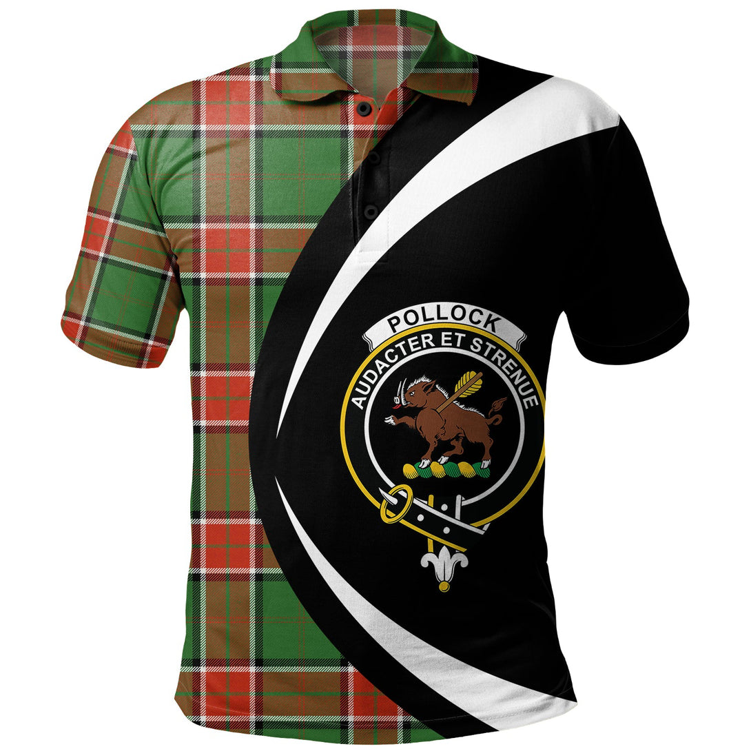 Pollock Ancient Clan Badge Tartan Polo Shirt Circle Style Personalized