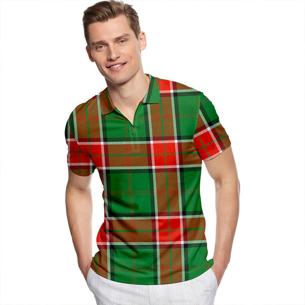 Pollock Ancient Tartan Classic Lapel Zip Short Sleeve Polo