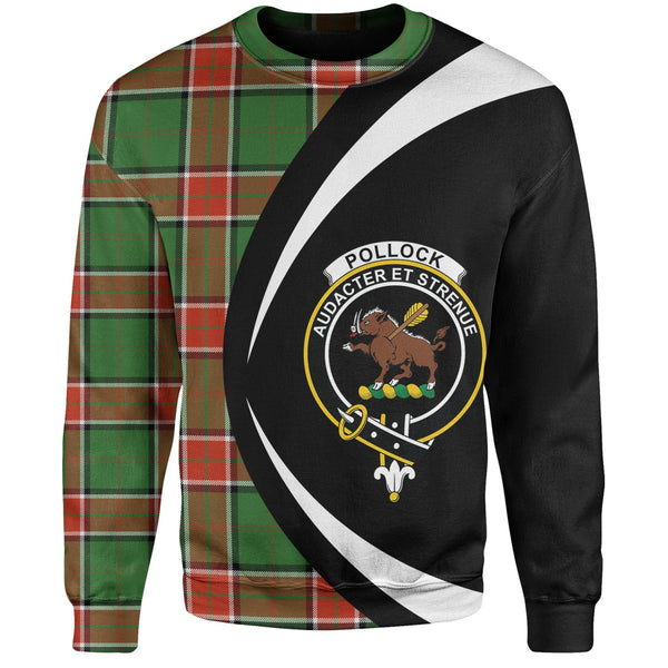 Pollock Ancient Clan Badge Tartan Sweatshirt Circle Style Personalized