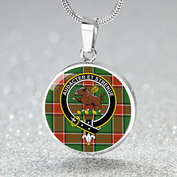 Pollock Ancient Clan Badge Tartan Classic Circle Necklace