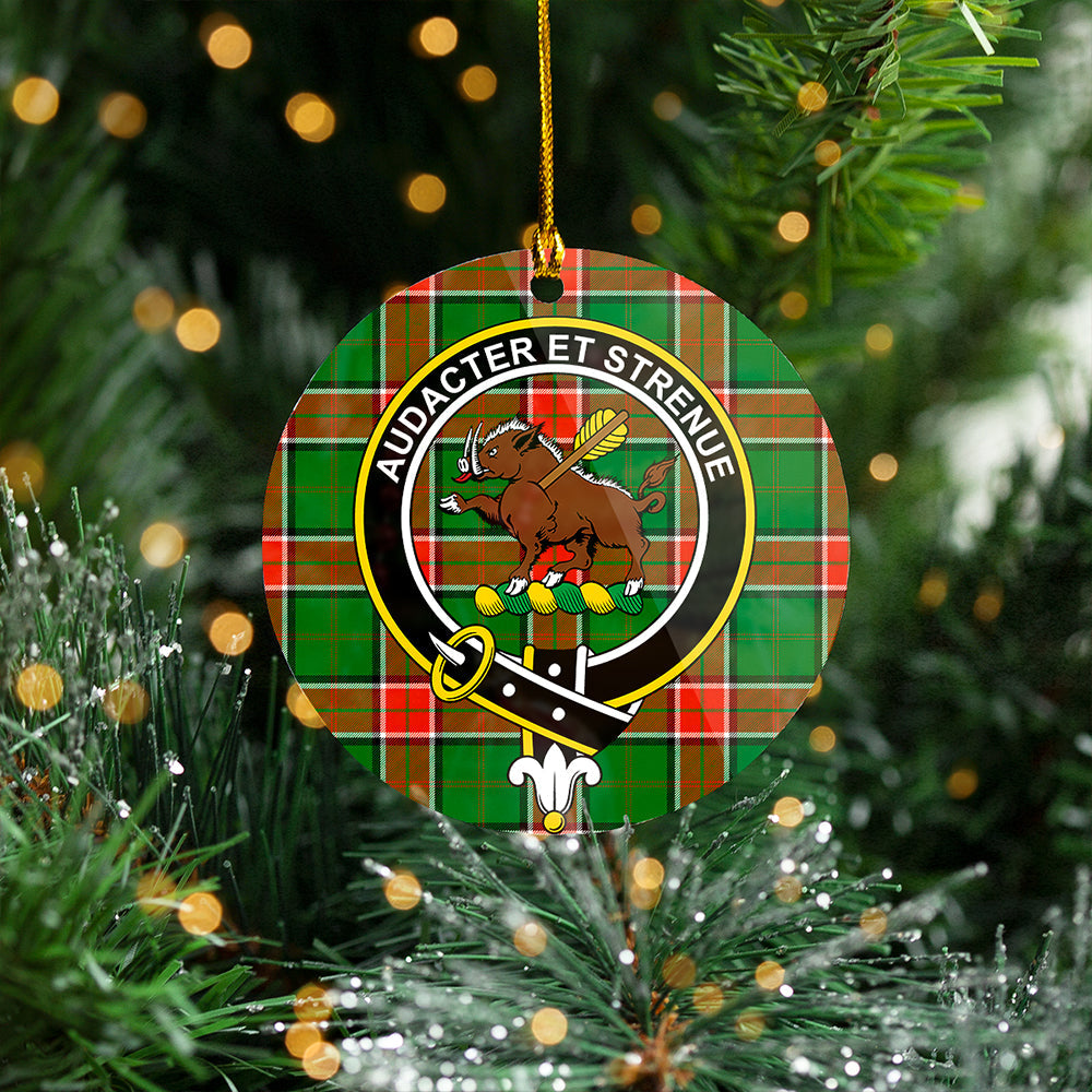 Pollock Ancient Clan Badge Tartan Plastic Christmas Ornaments