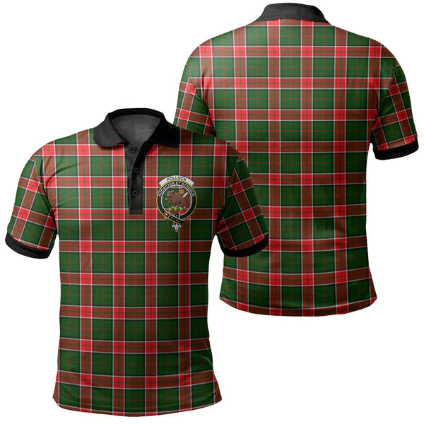 Pollock Modern Tartan Crest Polo Shirt Black Neck 2 Style