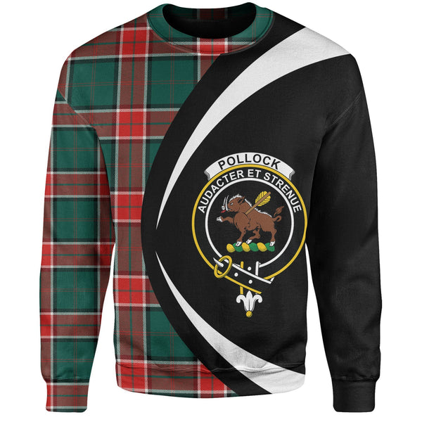 Pollock Modern Clan Badge Tartan Sweatshirt Circle Style Personalized