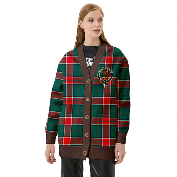 Pollock Modern Clan Badge Tartan V-neck Cardigan