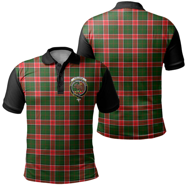 Pollock Modern Tartan Crest Polo Shirt Black Neck 1 Style