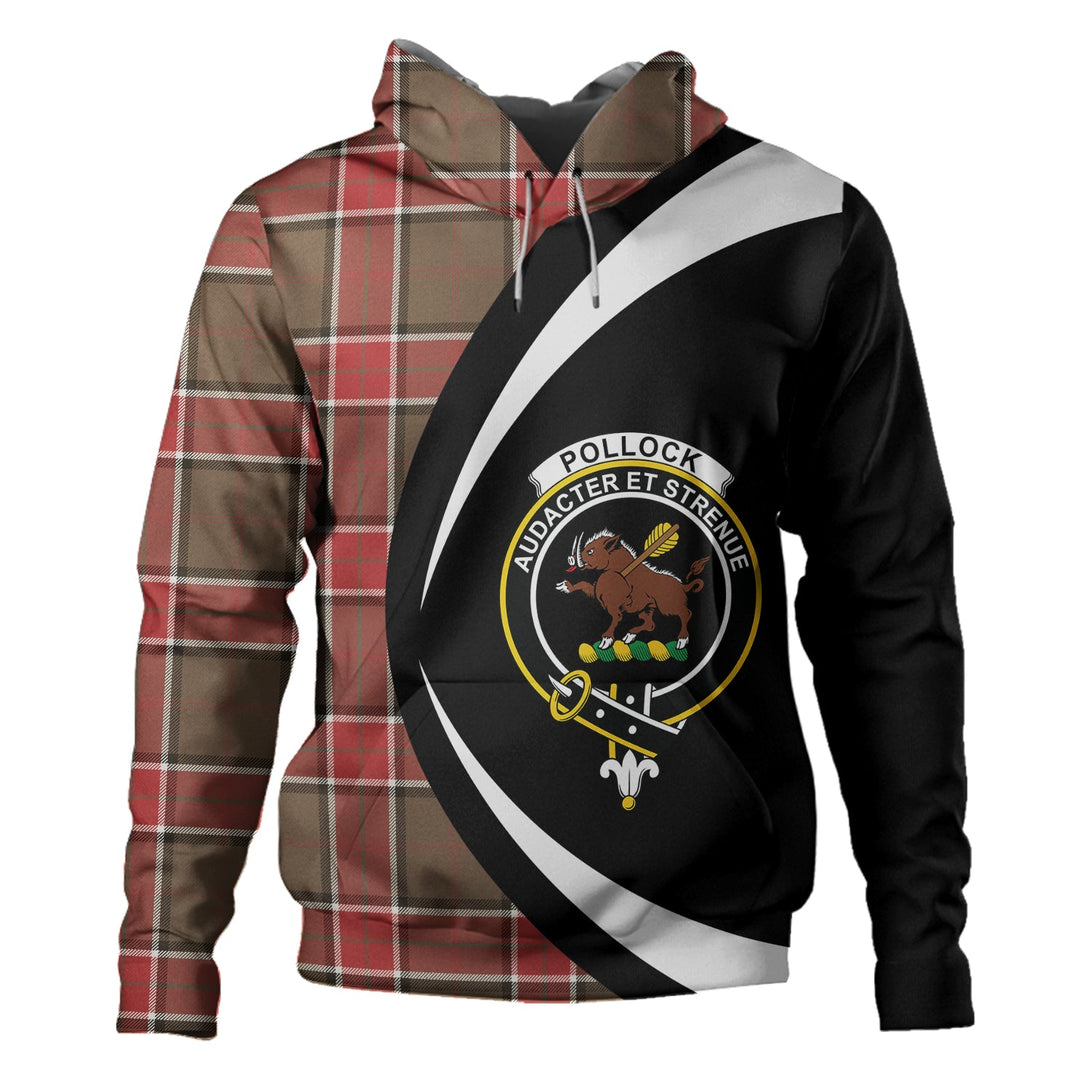 Pollock Weathered Clan Badge Tartan Hoodie Circle Style