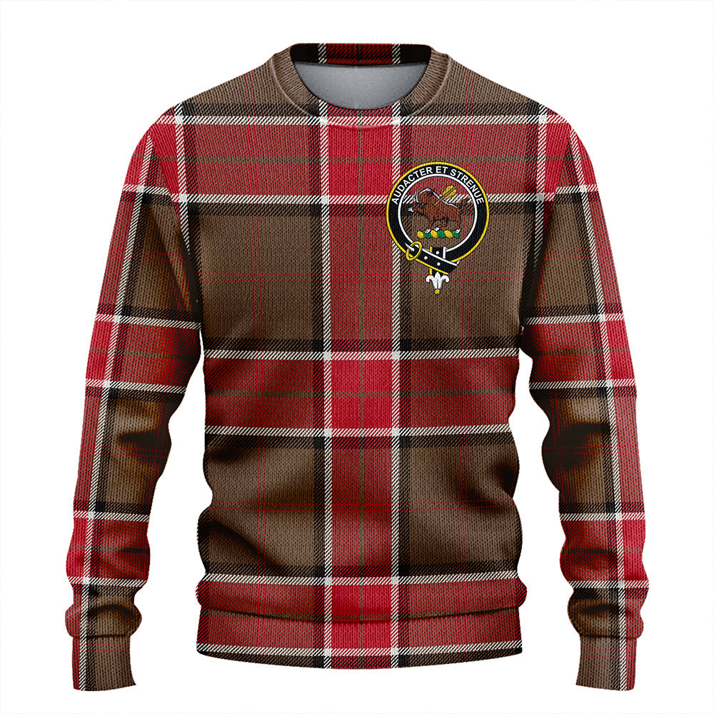 Pollock Weathered Clan Badge Tartan Knitted Sweater