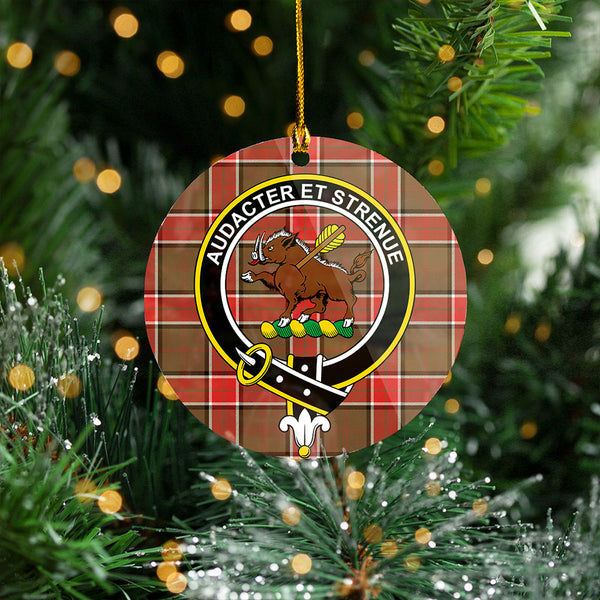 Pollock Weathered Clan Badge Tartan Plastic Christmas Ornaments