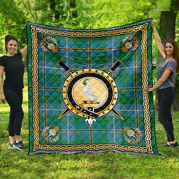 Porteous Ancient Clan Badge Tartan Premium Quilt Celtic Shield