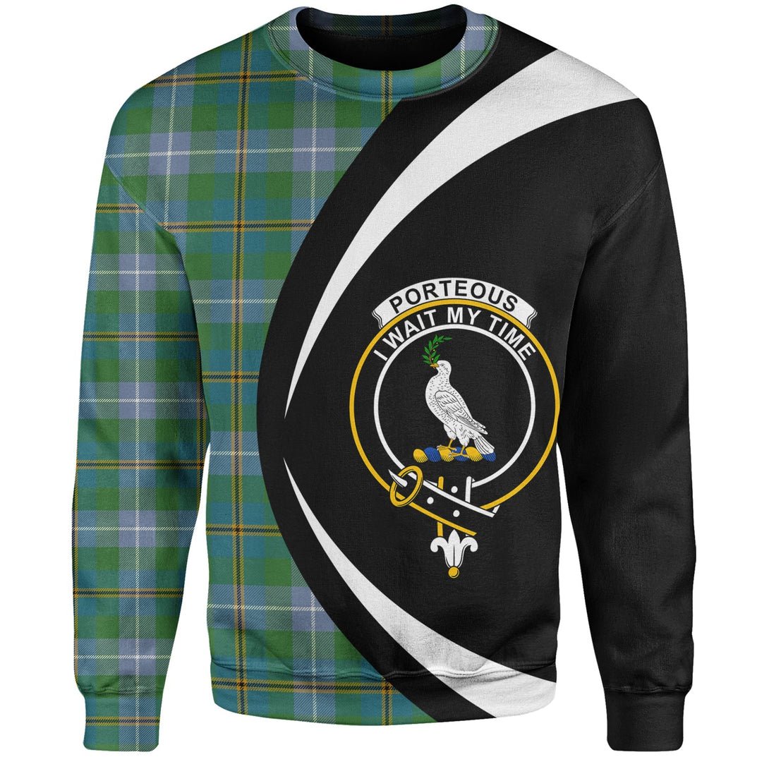 Porteous Ancient Clan Badge Tartan Sweatshirt Circle Style Personalized