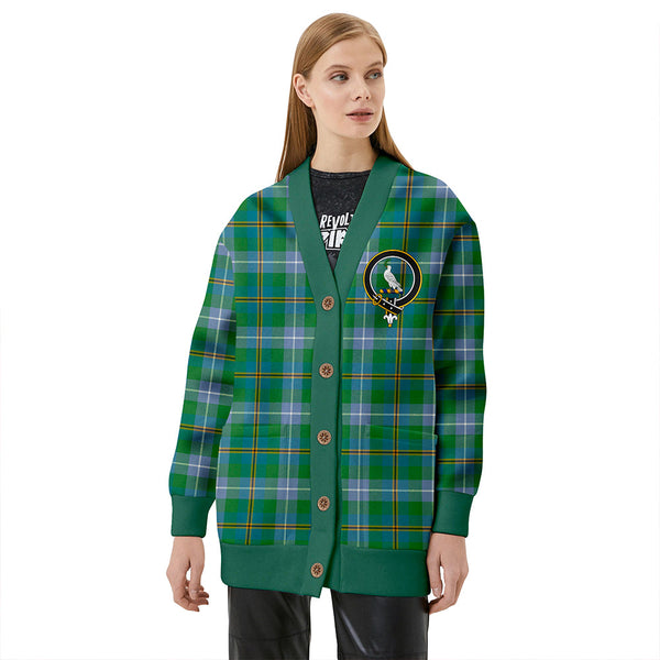 Porteous Ancient Clan Badge Tartan V-neck Cardigan