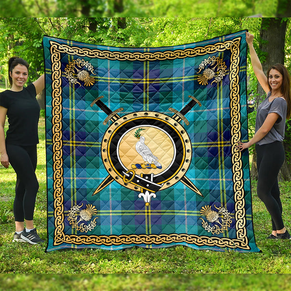 Porteous Modern Clan Badge Tartan Premium Quilt Celtic Shield