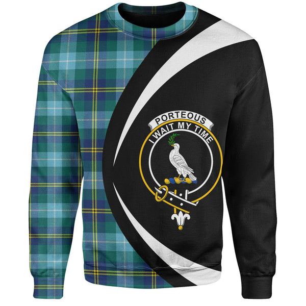 Porteous Modern Clan Badge Tartan Sweatshirt Circle Style Personalized