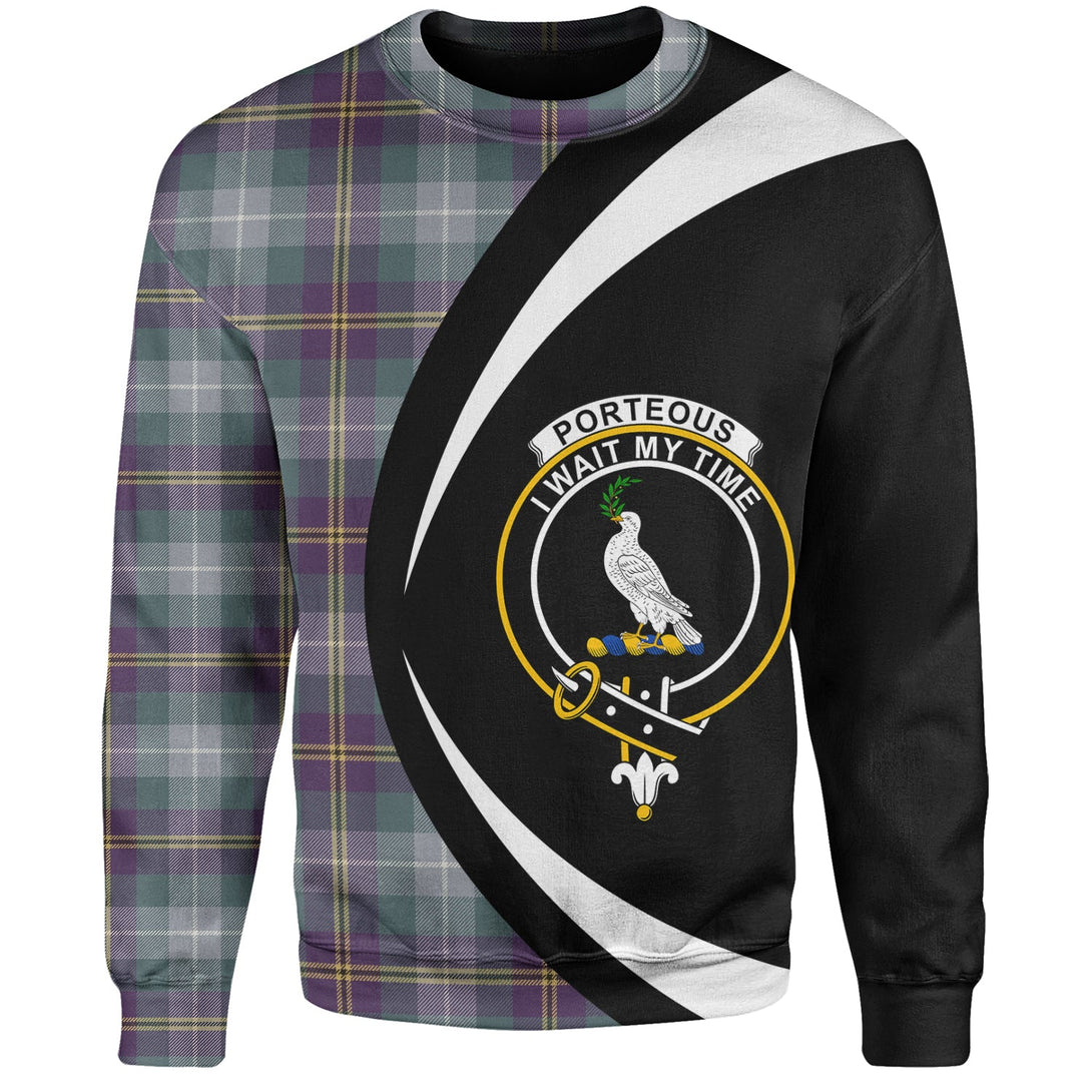 Porteous Weathered Clan Badge Tartan Sweatshirt Circle Style Personalized