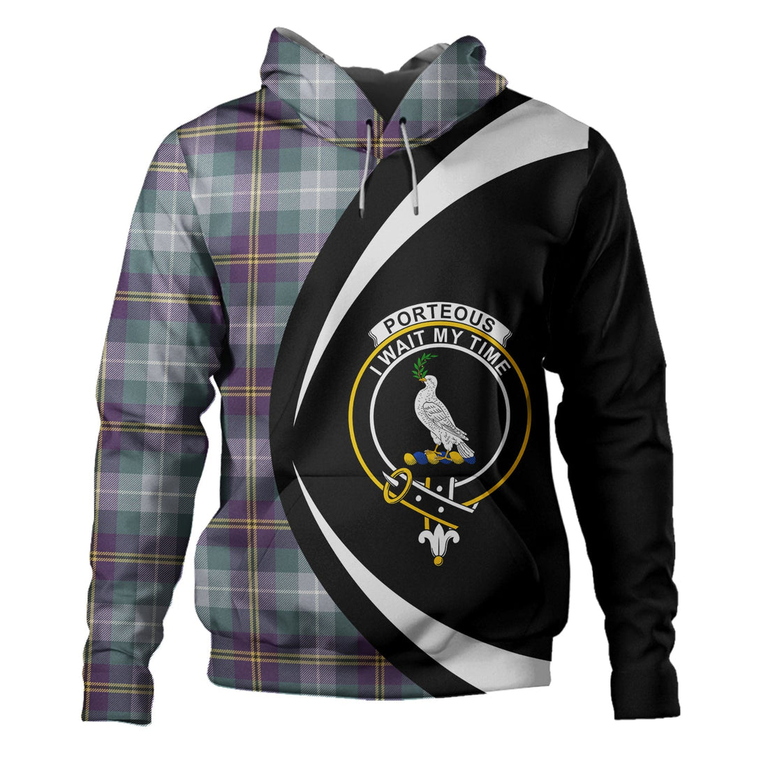 Porteous Weathered Clan Badge Tartan Hoodie Circle Style