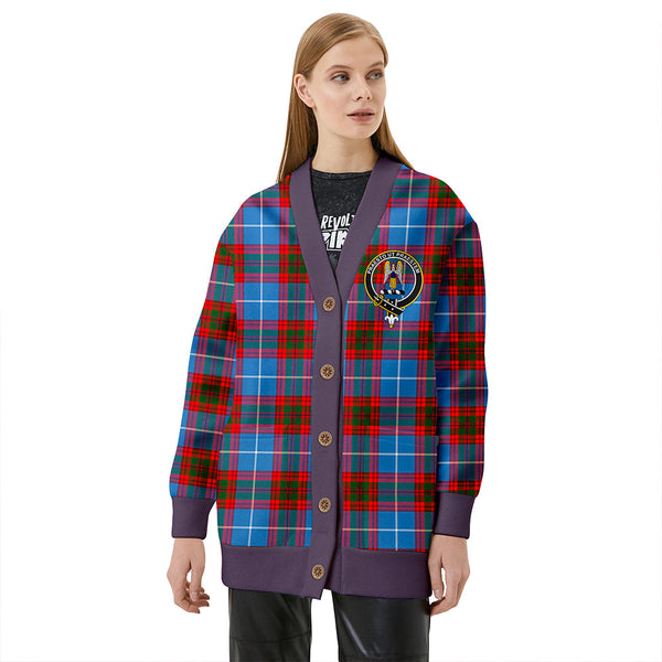 Preston Clan Badge Tartan V-neck Cardigan