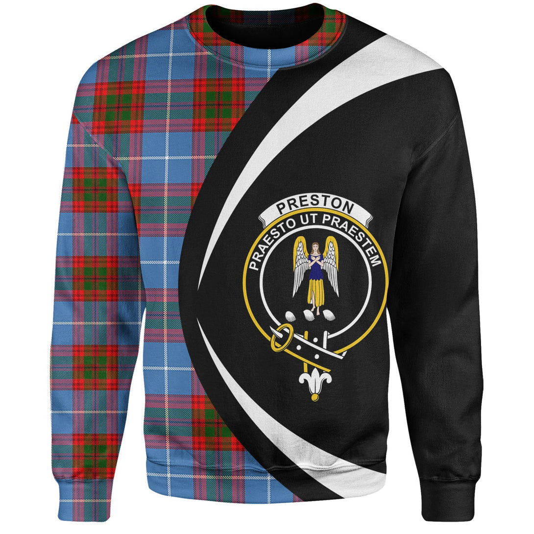 Preston Clan Badge Tartan Sweatshirt Circle Style Personalized