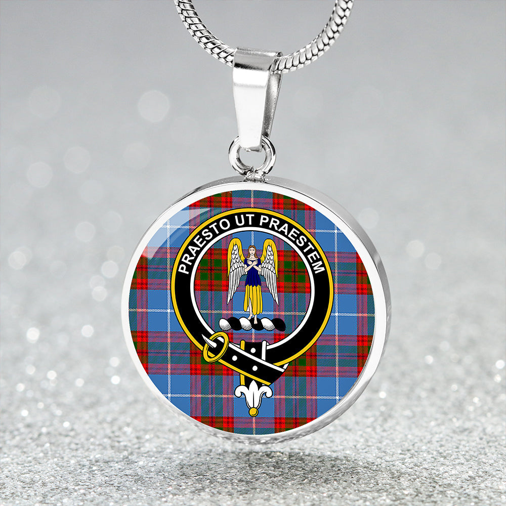 Preston Clan Badge Tartan Classic Circle Necklace