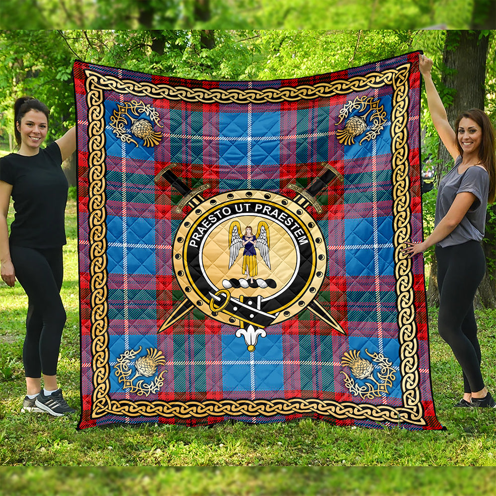 Preston Clan Badge Tartan Premium Quilt Celtic Shield