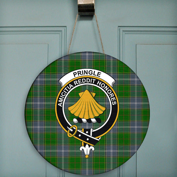 Pringle Tartan Classic Crest Round Wooden Sign