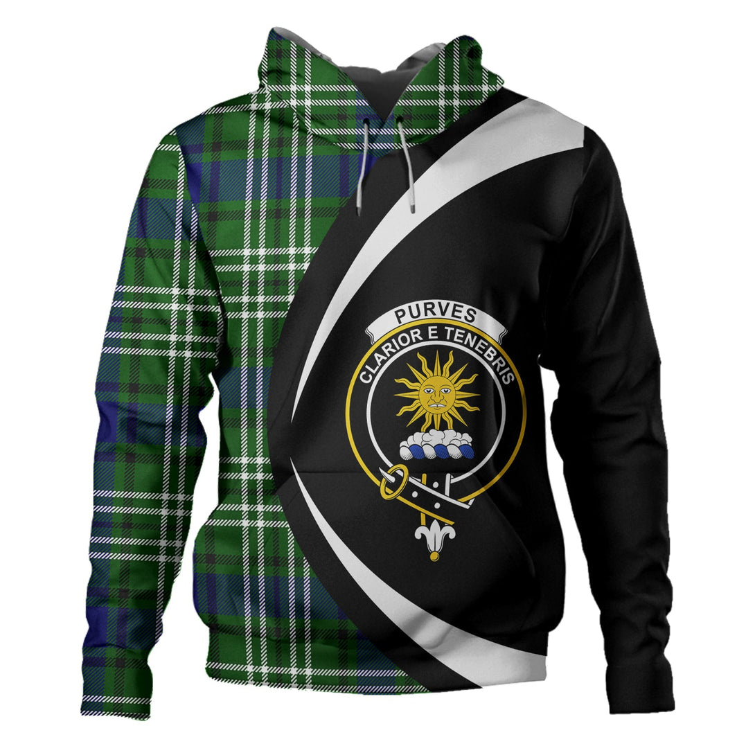 Purves Clan Badge Tartan Hoodie Circle Style