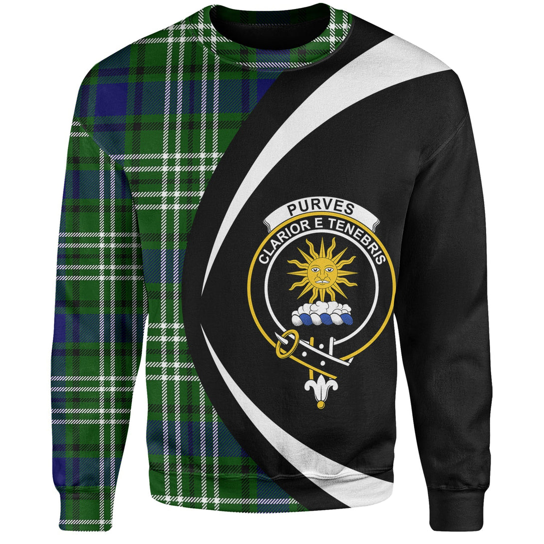 Purves Clan Badge Tartan Sweatshirt Circle Style Personalized