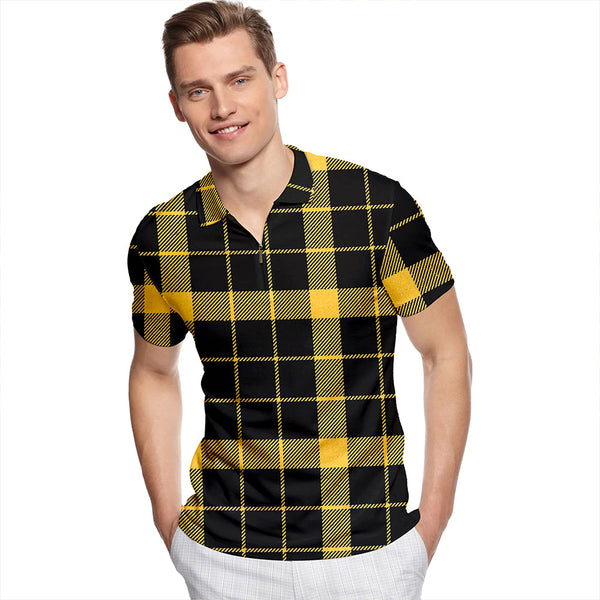 Raeburn Ancient Tartan Classic Lapel Zip Short Sleeve Polo