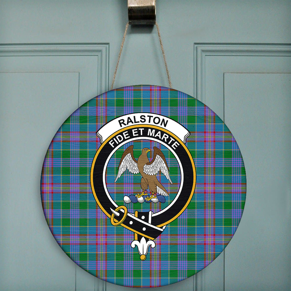 Ralston Tartan Classic Crest Round Wooden Sign Celticprime 1172