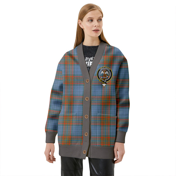 Ralston UK Weathered Clan Badge Tartan V-neck Cardigan