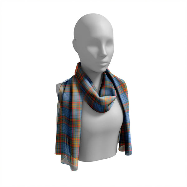 Ralston UK Weathered Tartan Classic Silk Habotai Long Scarf