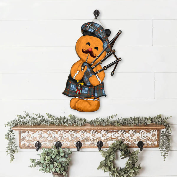 Ralston UK Weathered Crest Tartan Wooden Sign Gingerbread Bagpipe Personalized